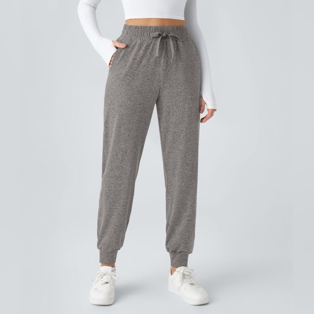 Halara High Waisted Drawstring Side Pocket Ruched Yoga Joggers